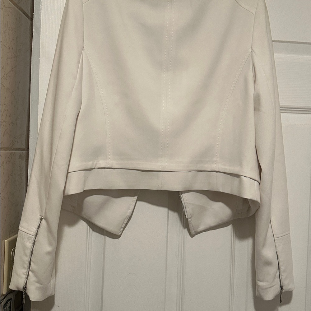 White & Black Crop Women’s White Jacket - Picture 3 of 4